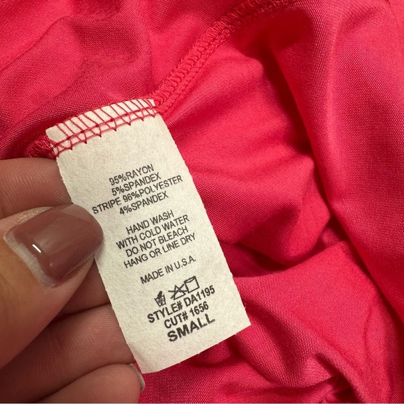 NWT bombom boutique Maxi tank dress high waisted contrast stripes hot pink - Picture 4 of 12